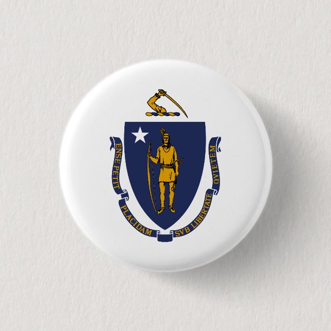 Badge Rond 2,50 Cm Drapeau d'État du Massachusetts (Devant)