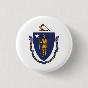 Badge Rond 2,50 Cm Drapeau d'État du Massachusetts