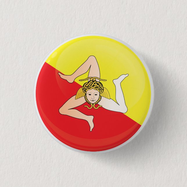 Badge Rond 2,50 Cm Drapeau d'icône ronde Sicile (Devant)