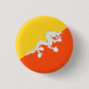 Badge Rond 2,50 Cm Drapeau du Bhoutan, Drapeau du Bhoutan