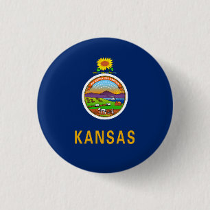 Badge Rond 2,50 Cm Drapeau du Kansan, Drapeau du Kansas