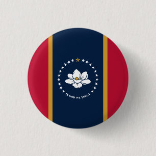 Badge Rond 2,50 Cm Drapeau du Mississippi, Drapeau du Mississippi
