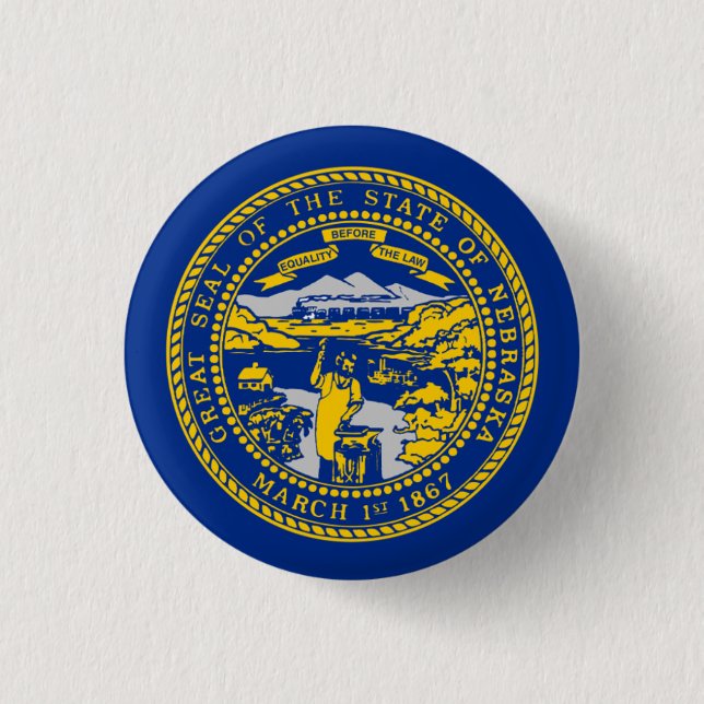 Badge Rond 2,50 Cm Drapeau du Nebraskan, drapeau du Nebraska (Devant)