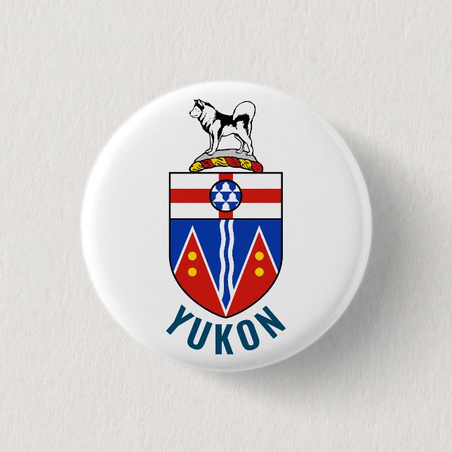Badge Rond 2,50 Cm Drapeau du Territoire du Yukon - Canada (Devant)