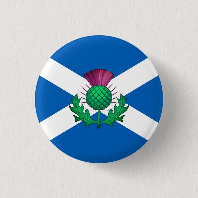 Badge Rond 2,50 Cm Drapeau écossais avec chardon superposé (Devant)