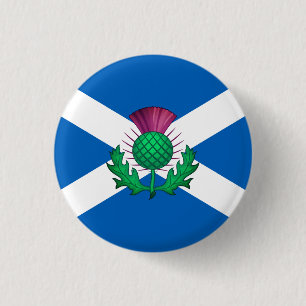 Badge Rond 2,50 Cm Drapeau écossais avec chardon superposé