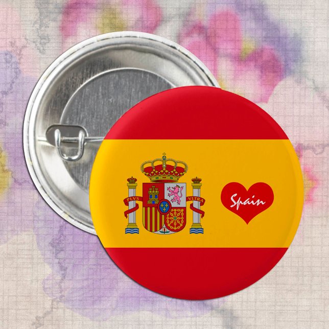 Badge Rond 2,50 Cm drapeau espagnol avec coeur rouge - mode / sports (Créateur téléchargé)