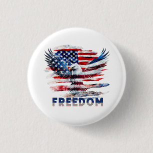 Badge Rond 2,50 Cm Drapeau et aigle des Etats-Unis.Liberté.