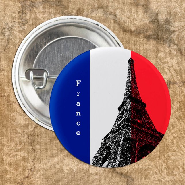 Badge Rond 2,50 Cm Drapeau français & Tour Eiffel - France /fans spor (Créateur téléchargé)