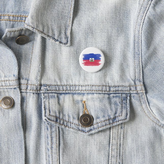 Badge Rond 2,50 Cm Drapeau Haïti bracelet, drapeau national (En situation)