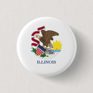 Badge Rond 2,50 Cm Drapeau Illinois, Drapeau de l'Illinois