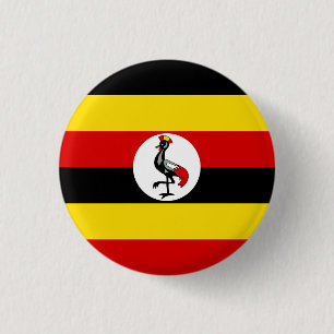 Badge Rond 2,50 Cm Drapeau ougandais, Drapeau de l'Ouganda