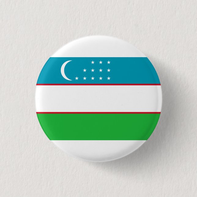 Badge Rond 2,50 Cm Drapeau ouzbek, Drapeau ouzbek (Devant)
