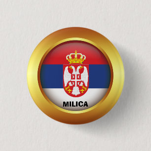 Badge Rond 2,50 Cm Drapeau patriotique de Serbie