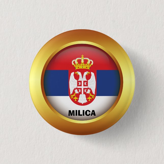 Badge Rond 2,50 Cm Drapeau patriotique de Serbie (Devant)