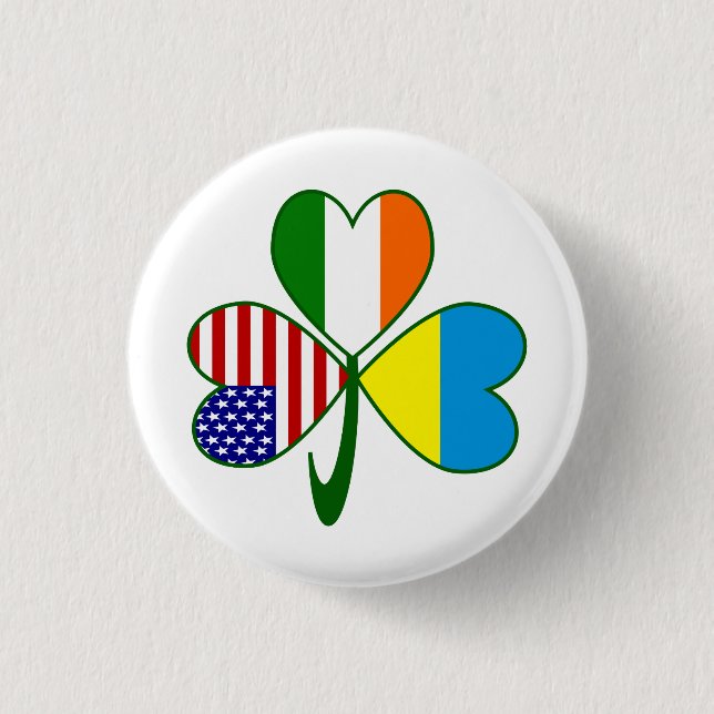 Badge Rond 2,50 Cm Drapeau Shamrock ukrainien (Devant)