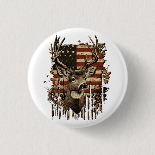 Badge Rond 2,50 Cm Drapeau USA Saison Cerf, Buck