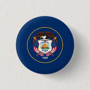 Badge Rond 2,50 Cm Drapeau Utahn, Drapeau Utah