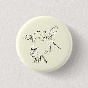 Badge Rond 2,50 Cm Drôle conception animale chèvre d'art de dessin 