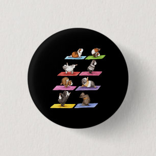 Badge Rond 2,50 Cm Drôle Guinée Cochon Yoga