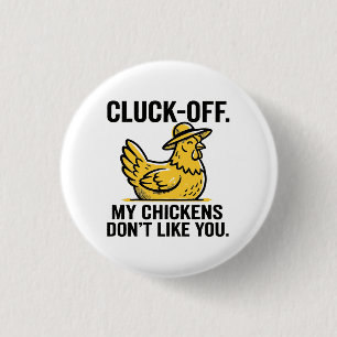 Badge Rond 2,50 Cm Drôle Vintage Cluk Off Amoureux de Poules Minimali