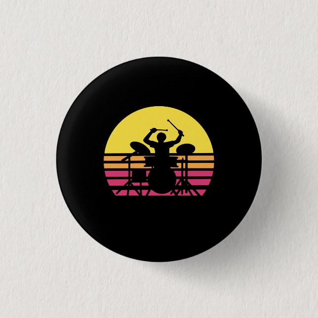 Badge Rond 2,50 Cm Drummer Drummer Drumming (Devant)