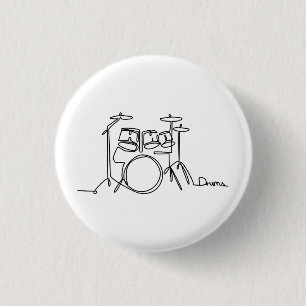 Badge Rond 2,50 Cm Drummer Music Design Drums One-Line