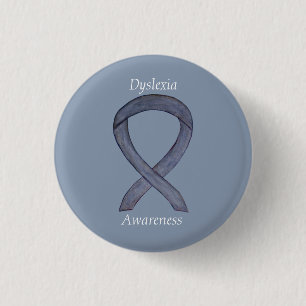 Badge Rond 2,50 Cm Dyslexie Sensibilité à l'argent Ruban Personnali