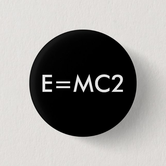 Badge Rond 2,50 Cm E=MC2 insigne - NOIR (Devant)