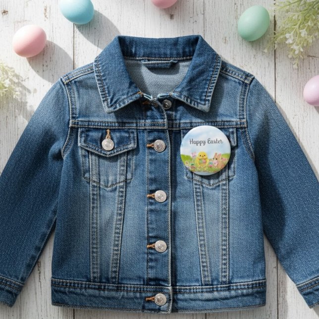 Badge Rond 2,50 Cm  Easter Egg Brunch Chick Easter Bunny Party (Créateur téléchargé)