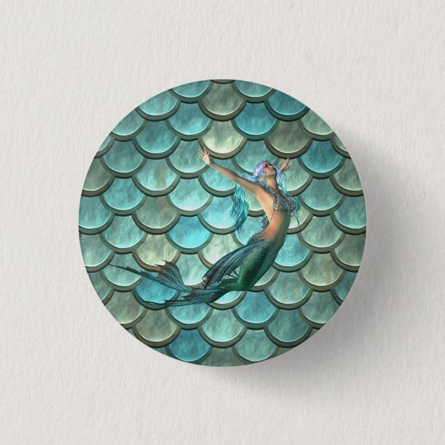 Badge Rond 2,50 Cm Écailles de queue de sirène (Devant)
