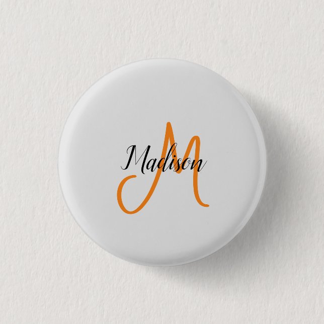Badge Rond 2,50 Cm Écriture manuscrite moderne monogramme Nom initial (Devant)