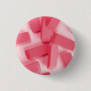 Badge Rond 2,50 Cm Effaceurs en caoutchouc rose