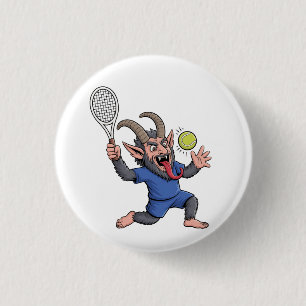 Badge Rond 2,50 Cm Éffrayant Krampus Jouer Tennis Noël