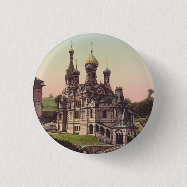 Badge Rond 2,50 Cm Église orthodoxe russe à Moscou (Devant)