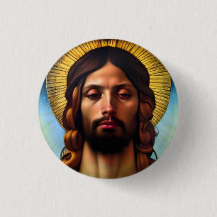 Badge Rond 2,50 Cm Élégant bouton Jésus de la Renaissance