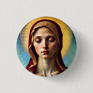 Badge Rond 2,50 Cm Élégant bouton Vierge Renaissance Mary