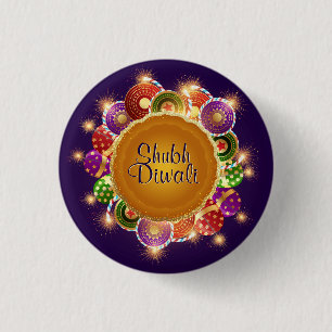 Badge Rond 2,50 Cm Élégant Diwali Feux colorés