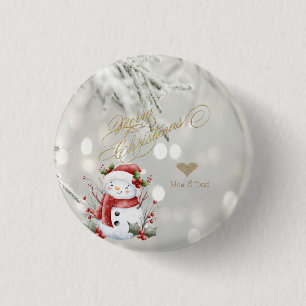 Badge Rond 2,50 Cm Élégant flocon de neige en forme de cœur pailleté 
