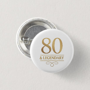 Badge Rond 2,50 Cm Elégant Gold 80th & Legendary Birthday