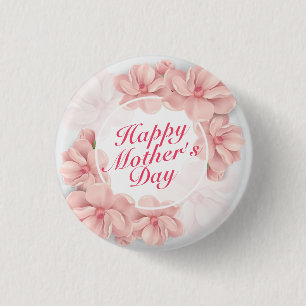 Badge Rond 2,50 Cm Elegant Happy Mother's Day Floral Frame Button