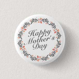 Badge Rond 2,50 Cm Elégant Joyeux Bouton de la fête des mères florale