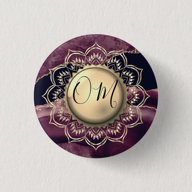 Badge Rond 2,50 Cm Élégant marbre OM Mandala (Devant)