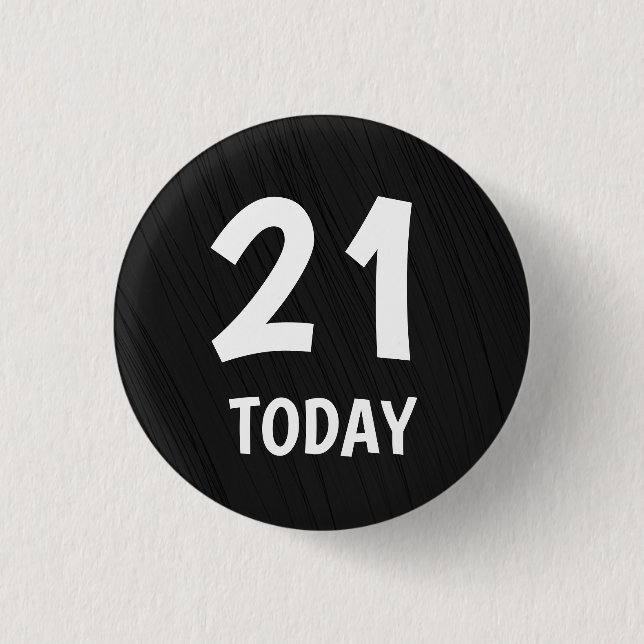 Badge Rond 2,50 Cm Elégant Simple Noir 21e anniversaire (Devant)