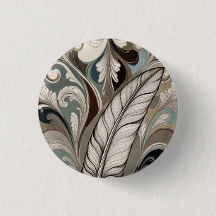 Badge Rond 2,50 Cm Élégante fioriture de plume vintage