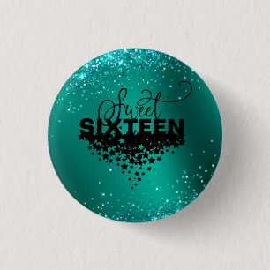 Badge Rond 2,50 Cm Élégante Parties scintillant Turquoise douce 16 Bo