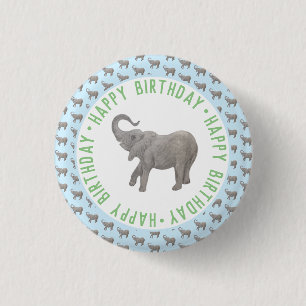 Badge Rond 2,50 Cm Élémentaire éléphant bleu clair Anniversaire