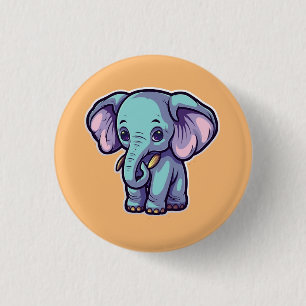 BADGE ROND 2,50 CM ÉLÉPHANT DE CARTOON