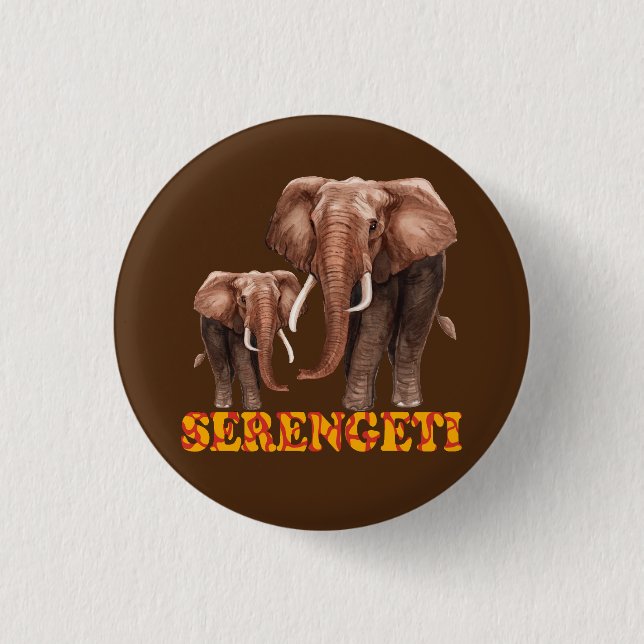 Badge Rond 2,50 Cm Eléphant du Serengeti (Devant)