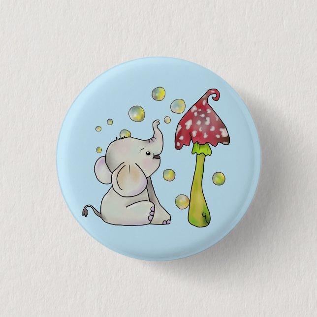 Badge Rond 2,50 Cm Éléphant et champignon (Devant)